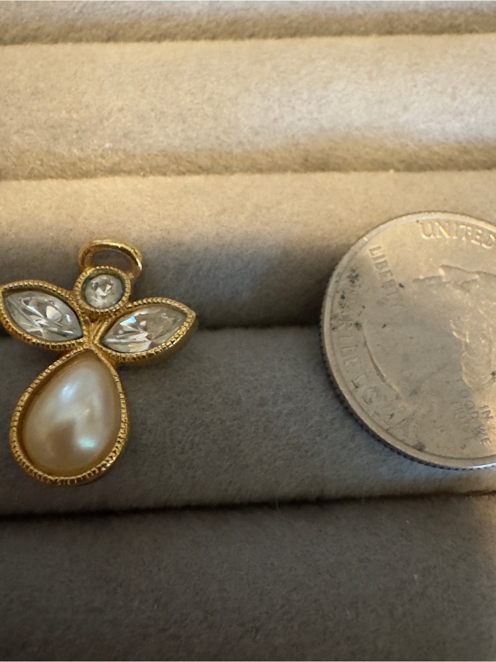Avon angel Gold-Tone Pearl and Crystal Teardrop Pendant - Women's Jewelry Avon